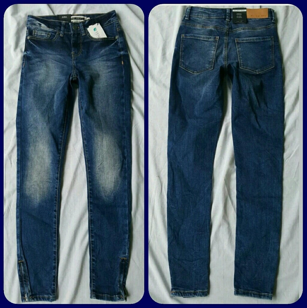 ASOS x Noisy May LUCY Super Slim SKINNY stretch ankle jeans w/ANKLE ZIPPERS